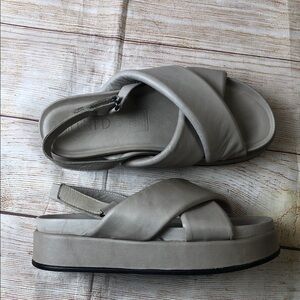 Anthropologie Silent D Pier Cream Leather Platform Sandals